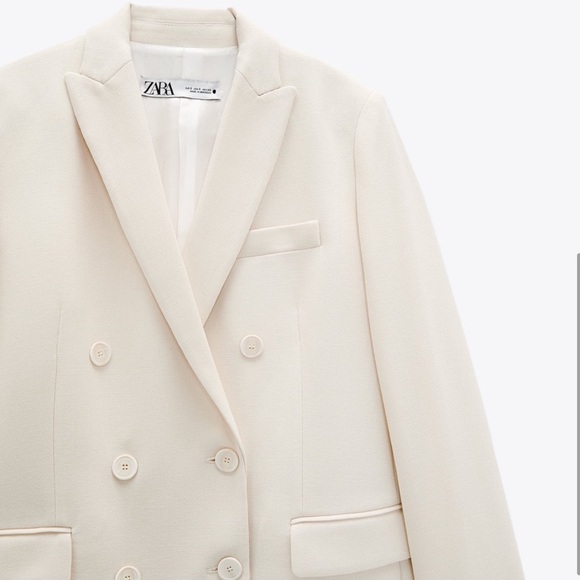 Zara Double Breasted Cream Blazer - NEW - Picture 3 of 5